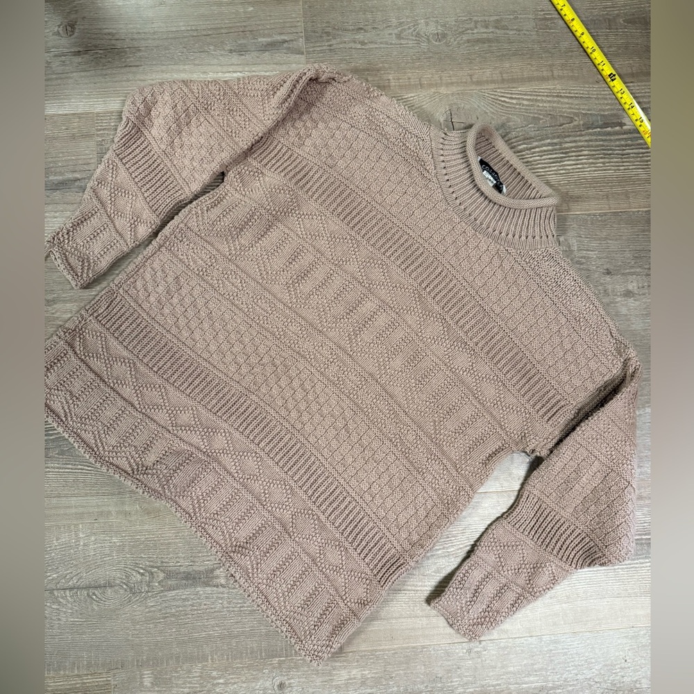 Absolutely Cotton Vintage Tan Taupe Cable Knit Sweater